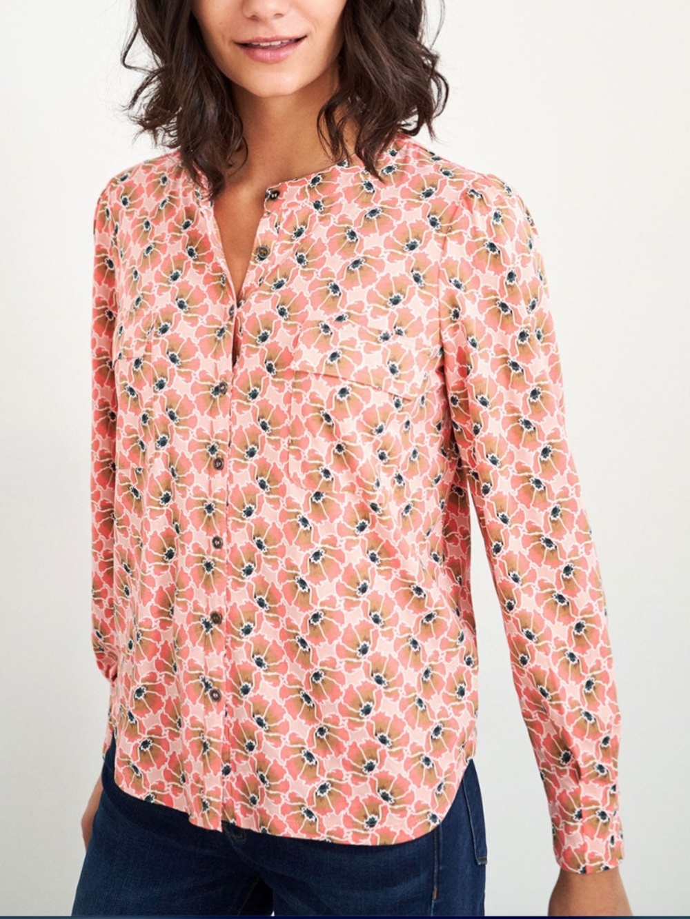 White Stuff Fenella Floral Jersey Shirt, Pink -UK 8